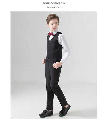 Flower Boys Formal Wedding Suit Kids Prom Party Tuxedo Blazer Children's Day Pinao Performance Costume school uniform 2-14T