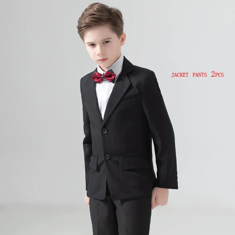 Flower Boys Suit for Weddings Kids Prom Party Tuxedo Formal Blazer Children's Day Pinao Performance Costume school uniform 2-16T