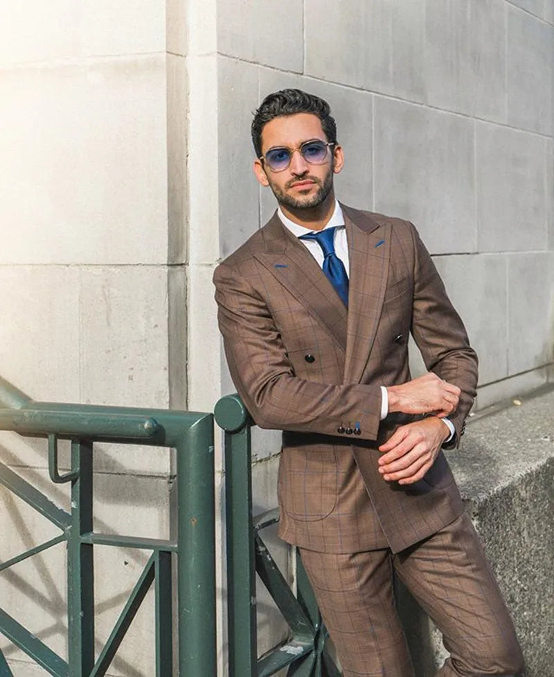 Tailor-Made 2 Pieces Plaid Fashion High Quality Men Suits Groom Tuxedos Wedding Coat Fashion Causal Prom Customized