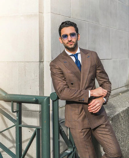 Tailor-Made 2 Pieces Plaid Fashion High Quality Men Suits Groom Tuxedos Wedding Coat Fashion Causal Prom Customized