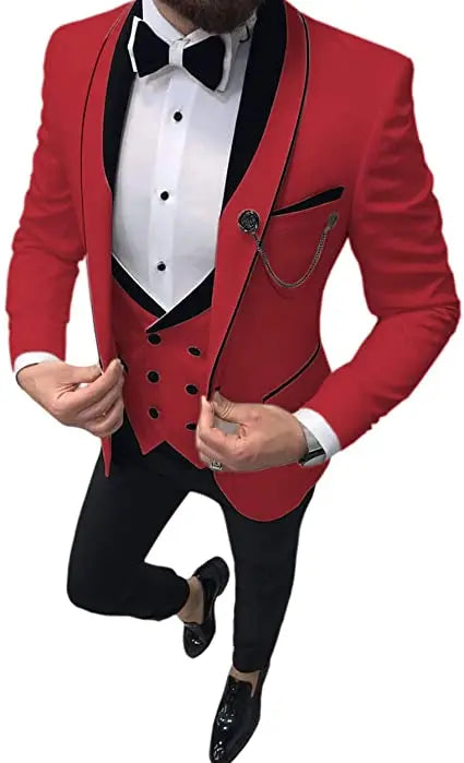 Costume Homme 3 Pieces Slim Fit Wedding Men Suit Tuxedos Groom Wear Prom Blazer Terno Masculino Jacket+Pant+Vest