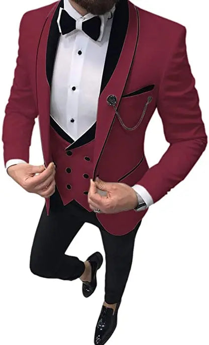 Costume Homme 3 Pieces Slim Fit Wedding Men Suit Tuxedos Groom Wear Prom Blazer Terno Masculino Jacket+Pant+Vest