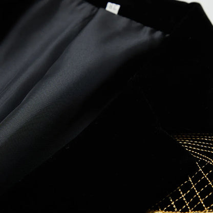 Men's Luxury Slim Black Velvet Embroidery Wedding Suit Jacket Fit Tuxedo Blazer Stylish Groom Banquet Singer Host Stage Clothing