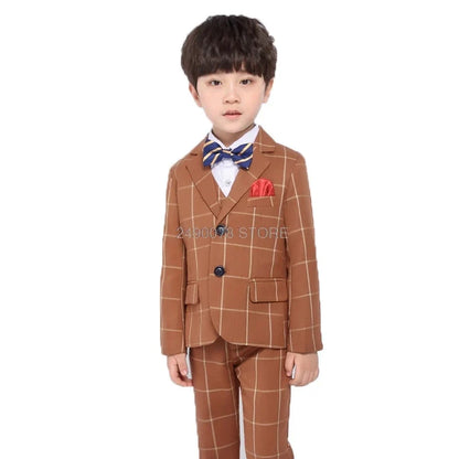 Flower Boys Formal Wedding Suit Kids Japan Style Jacket +Pants+Vest+BowTie 4Pcs Tuxedo Suit Kids Party Host Costume
