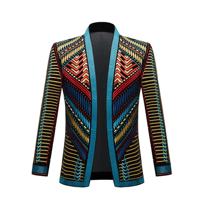 Men's Customized Velvet Embroidered Suit Jacket Wedding Banquet Nightclub Male Singer Concert Performance Stylish Blazer Tuxedo