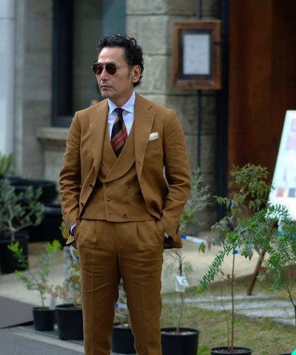 Business Men Suits Corduroy Tailor-Made 3 Pieces Coat Pants Slim Fit Tuxedo Jacket Coat Groom Wedding Groom Prom Formal Tailored