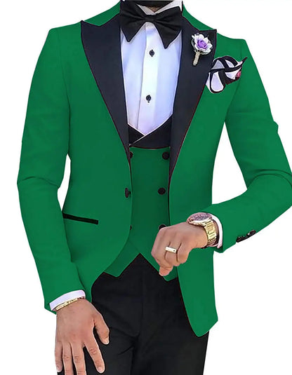 Tailor Made Slim Fit Groom Tuxedos Men Wedding Suits Terno Masculino (Jacket+Pant+Vest) Mens's 3 Pieces Suits For Men