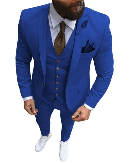 Men Suits Prom Tuxedo Slim Fit 3 Piece Groom Wedding Suits For Men Custom Blazer Terno Masuclino 3 Pieces (Jacket + Vest + Pant)
