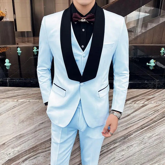 Latest Design Fashion Pink Wedding Suit For Men Slim Fit 3 Piece Set Shawl Lapel Groom Party Mens Tuxedo Best Man Blazer