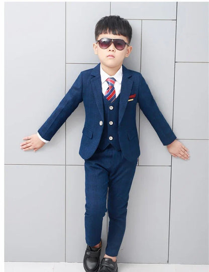Flower Boys Formal Wedding Suit Kids Japan Style Jacket +Pants+Vest+BowTie 4Pcs Tuxedo Suit Kids Party Host Costume