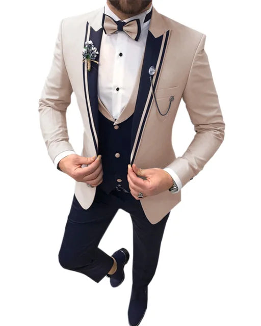 Wedding Groom Men Suits Slim Fit Costume Homme Men Suit 3 Pcs Jacket+Pant+Vest Terno Masculino Tuxedo Prom Blazer For Man