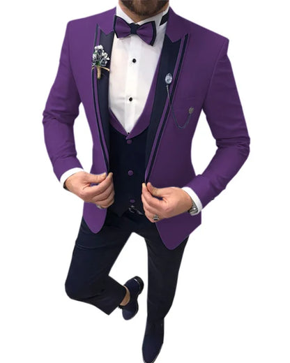 Wedding Groom Men Suits Slim Fit Costume Homme Men Suit 3 Pcs Jacket+Pant+Vest Terno Masculino Tuxedo Prom Blazer For Man