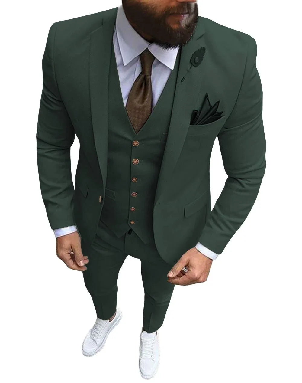 Men Suits Prom Tuxedo Slim Fit 3 Piece Groom Wedding Suits For Men Custom Blazer Terno Masuclino 3 Pieces (Jacket + Vest + Pant)