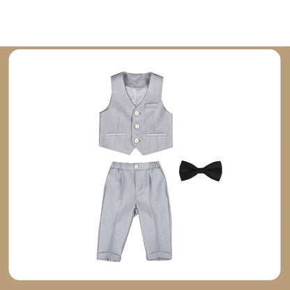 Baby Boys 1 Year Birthday Set Kids Wedding Suit Child Jacket Vest Pants Photograph Suit Children Wedding Performance Party Dress