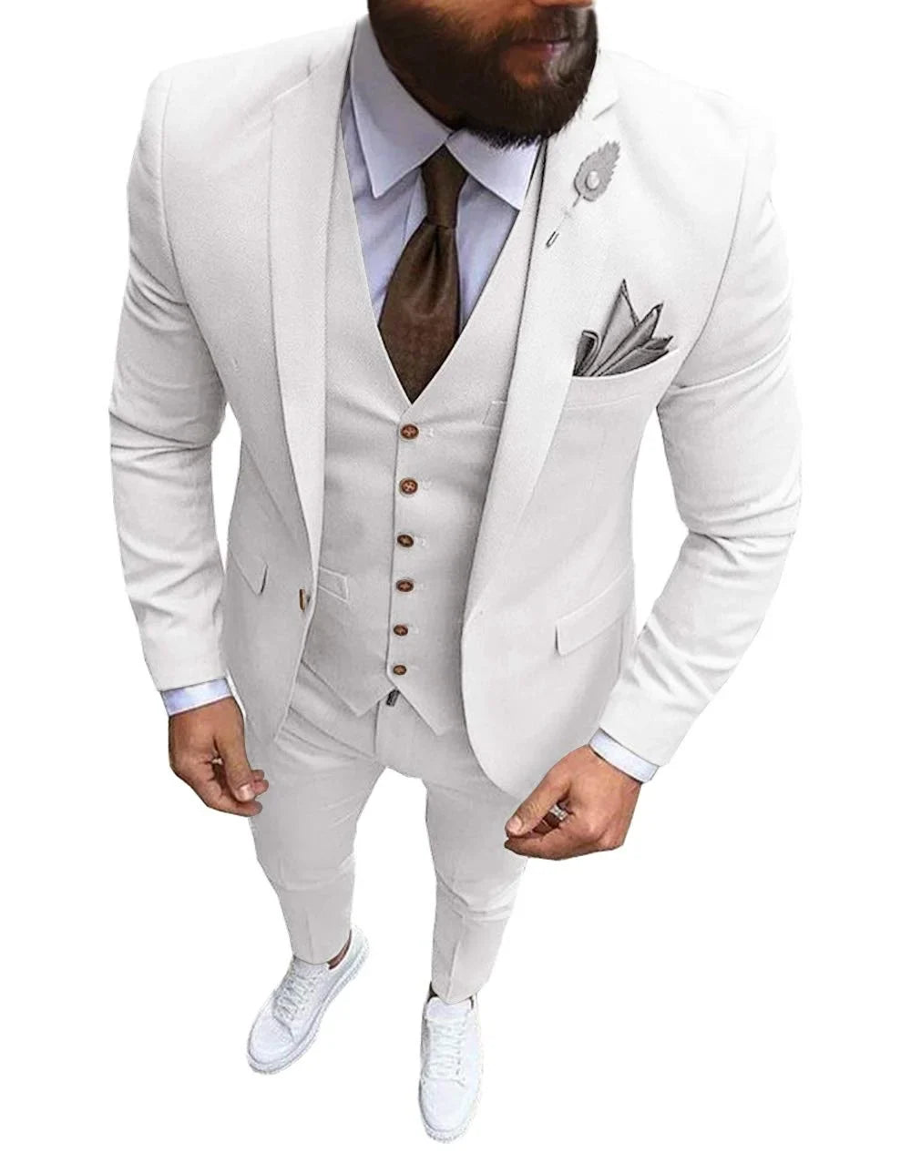 Men Suits Prom Tuxedo Slim Fit 3 Piece Groom Wedding Suits For Men Custom Blazer Terno Masuclino 3 Pieces (Jacket + Vest + Pant)