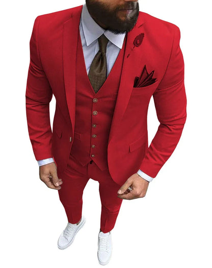 Men Suits Prom Tuxedo Slim Fit 3 Piece Groom Wedding Suits For Men Custom Blazer Terno Masuclino 3 Pieces (Jacket + Vest + Pant)
