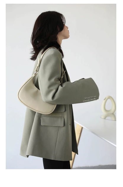 Women Office Lady Blazer Cuff Embroidery Wide Shoulder Twill Suit Women's Autumn Ladies Outerwear  Stylish Tops