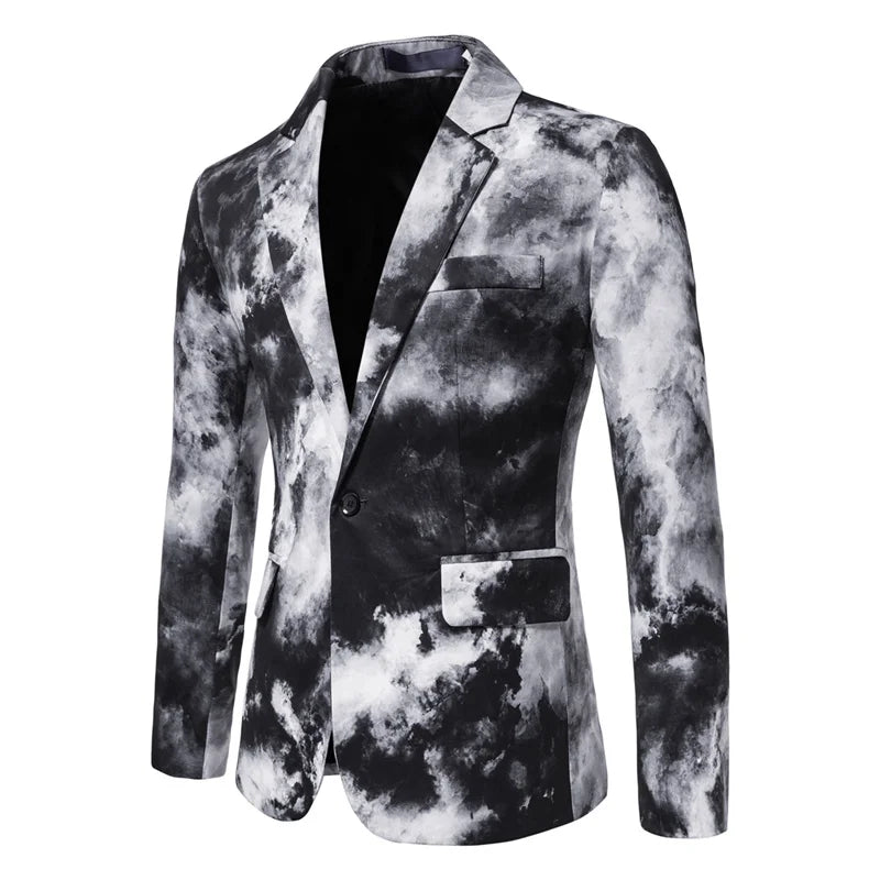 Mens Blazer Masculino Vinatge Gradient Tie Dye Printed Suit Jacket Coats Luxury Men Designer Clothes Party Dress Floral Blazers