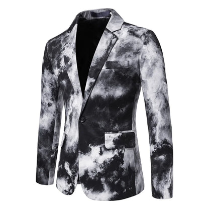 Mens Blazer Masculino Vinatge Gradient Tie Dye Printed Suit Jacket Coats Luxury Men Designer Clothes Party Dress Floral Blazers