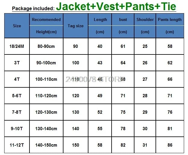 Flower Boys Wedding Suit Children Formal Tuxedo Blazer Vest pants Tie 4Pcs Clothing Set Kids Performance Party Dress Costume