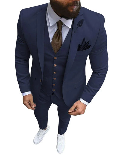 Men Suits Prom Tuxedo Slim Fit 3 Piece Groom Wedding Suits For Men Custom Blazer Terno Masuclino 3 Pieces (Jacket + Vest + Pant)