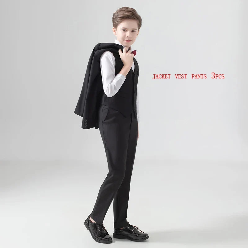 Flower Boys Suit for Weddings Kids Prom Party Tuxedo Formal Blazer Children's Day Pinao Performance Costume school uniform 2-16T