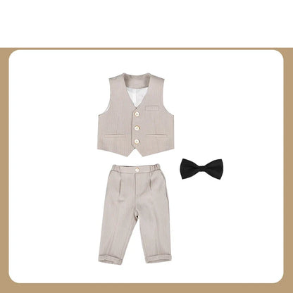 Baby Boys 1 Year Birthday Set Kids Wedding Suit Child Jacket Vest Pants Photograph Suit Children Wedding Performance Party Dress