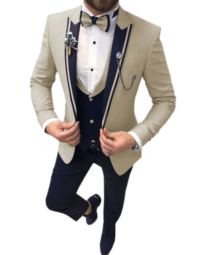 Wedding Groom Men Suits Slim Fit Costume Homme Men Suit 3 Pcs Jacket+Pant+Vest Terno Masculino Tuxedo Prom Blazer For Man