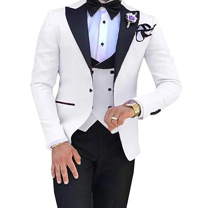 Tailor Made Slim Fit Groom Tuxedos Men Wedding Suits Terno Masculino (Jacket+Pant+Vest) Mens's 3 Pieces Suits For Men