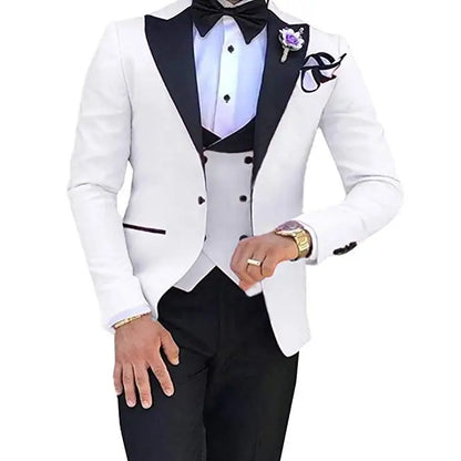 Tailor Made Slim Fit Groom Tuxedos Men Wedding Suits Terno Masculino (Jacket+Pant+Vest) Mens's 3 Pieces Suits For Men
