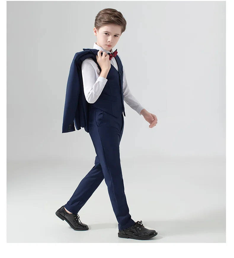 Flower Boys Suit for Weddings Kids Prom Party Tuxedo Formal Blazer Children's Day Pinao Performance Costume school uniform 2-16T