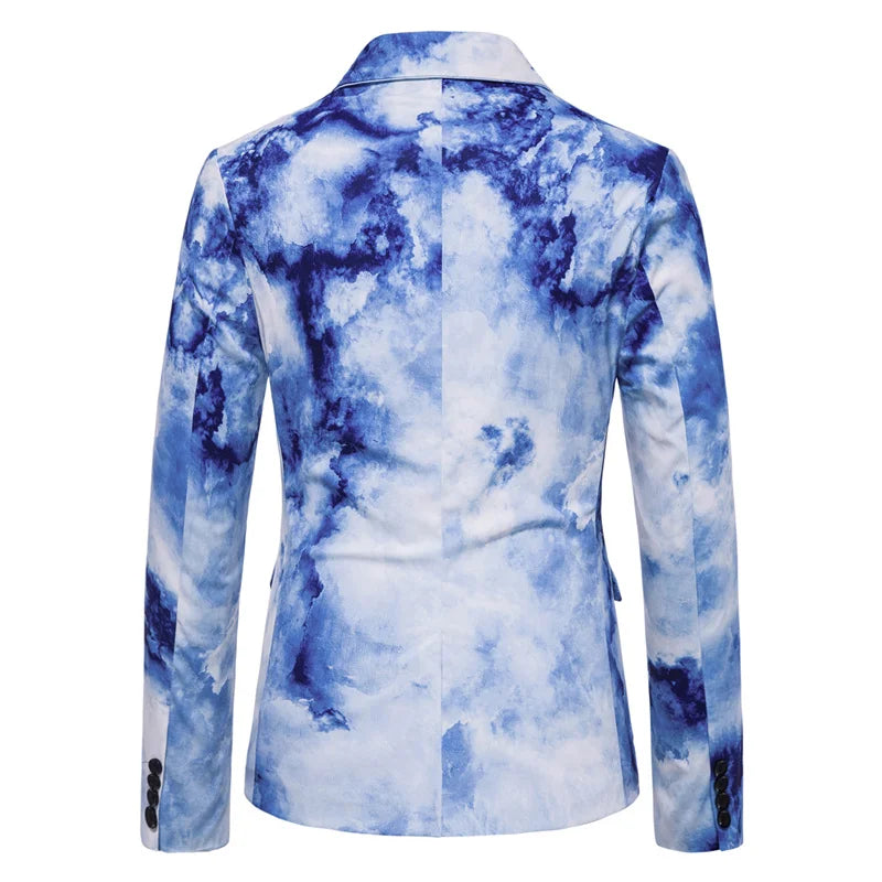 Mens Blazer Masculino Vinatge Gradient Tie Dye Printed Suit Jacket Coats Luxury Men Designer Clothes Party Dress Floral Blazers