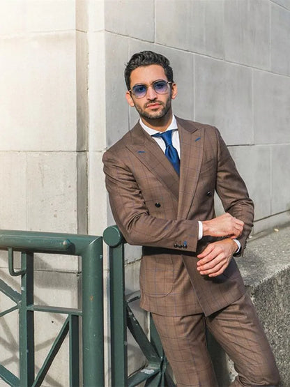 Tailor-Made 2 Pieces Plaid Fashion High Quality Men Suits Groom Tuxedos Wedding Coat Fashion Causal Prom Customized