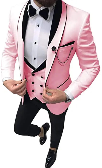 Costume Homme 3 Pieces Slim Fit Wedding Men Suit Tuxedos Groom Wear Prom Blazer Terno Masculino Jacket+Pant+Vest