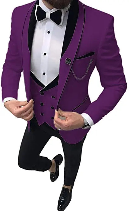 Costume Homme 3 Pieces Slim Fit Wedding Men Suit Tuxedos Groom Wear Prom Blazer Terno Masculino Jacket+Pant+Vest