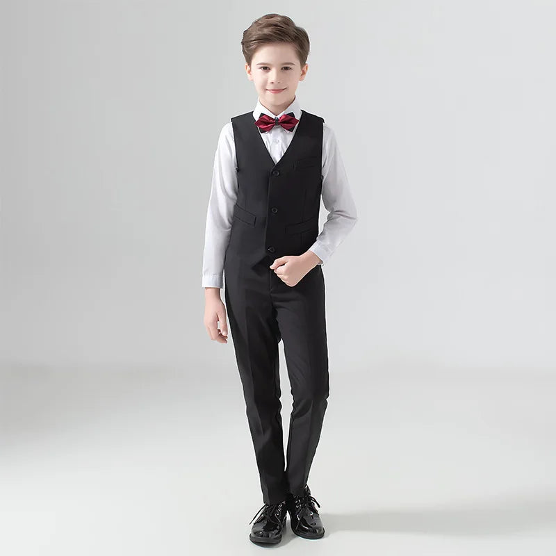 Flower Boys Suit for Weddings Kids Prom Party Tuxedo Formal Blazer Children's Day Pinao Performance Costume school uniform 2-16T