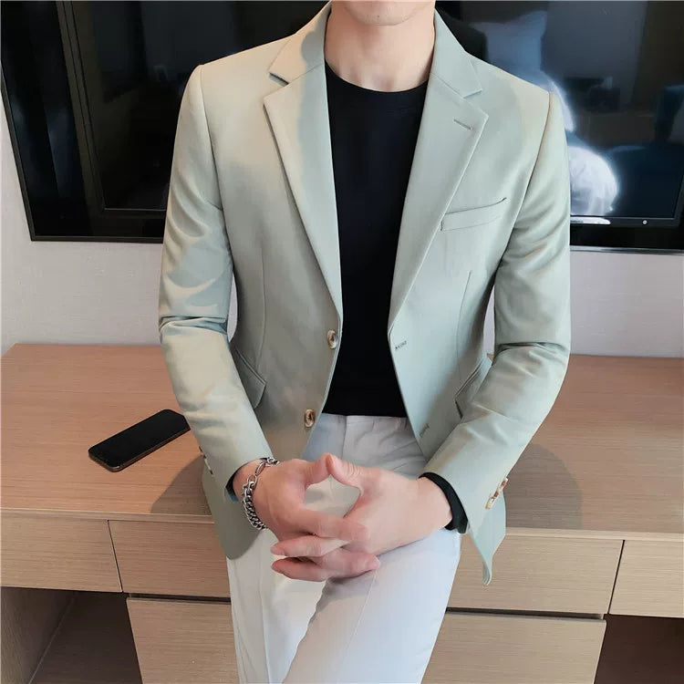 Men's high-quality brand suit Blazer business casual plain color suit jacket single-breasted elegant suit S-4XL2023 fall new