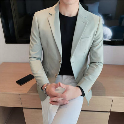 Men's high-quality brand suit Blazer business casual plain color suit jacket single-breasted elegant suit S-4XL2023 fall new