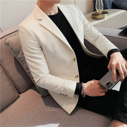 Men's high-quality brand suit Blazer business casual plain color suit jacket single-breasted elegant suit S-4XL2023 fall new