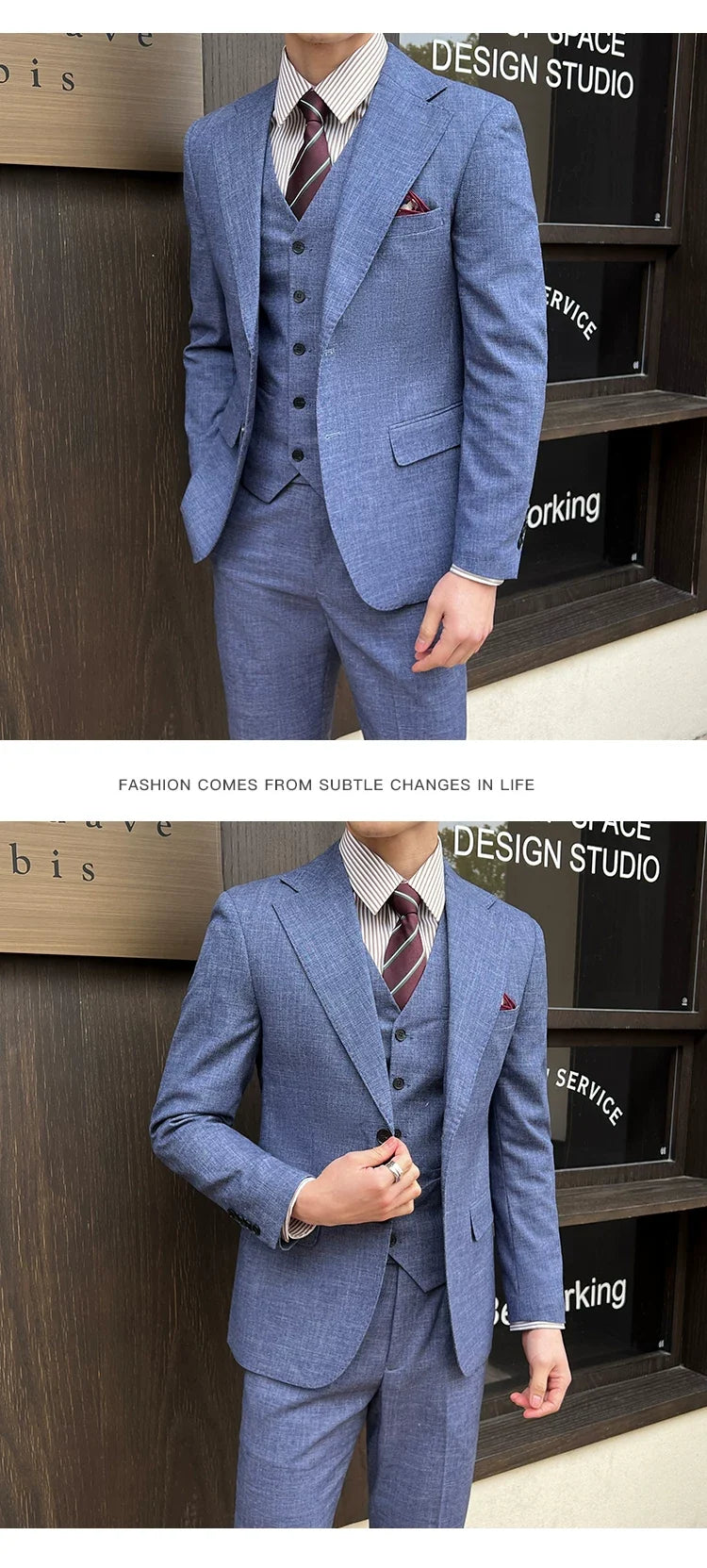 ( Jacket + Vest + Pants ) 2024 New Luxury Men High-end Suit Formal Groom Wedding Tuxedo Mens Work Party Slim Fit Suit 3 Piece