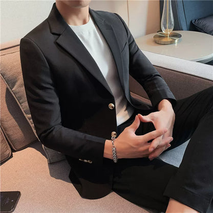 Men's high-quality brand suit Blazer business casual plain color suit jacket single-breasted elegant suit S-4XL2023 fall new
