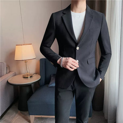 Men's high-quality brand suit Blazer business casual plain color suit jacket single-breasted elegant suit S-4XL2023 fall new