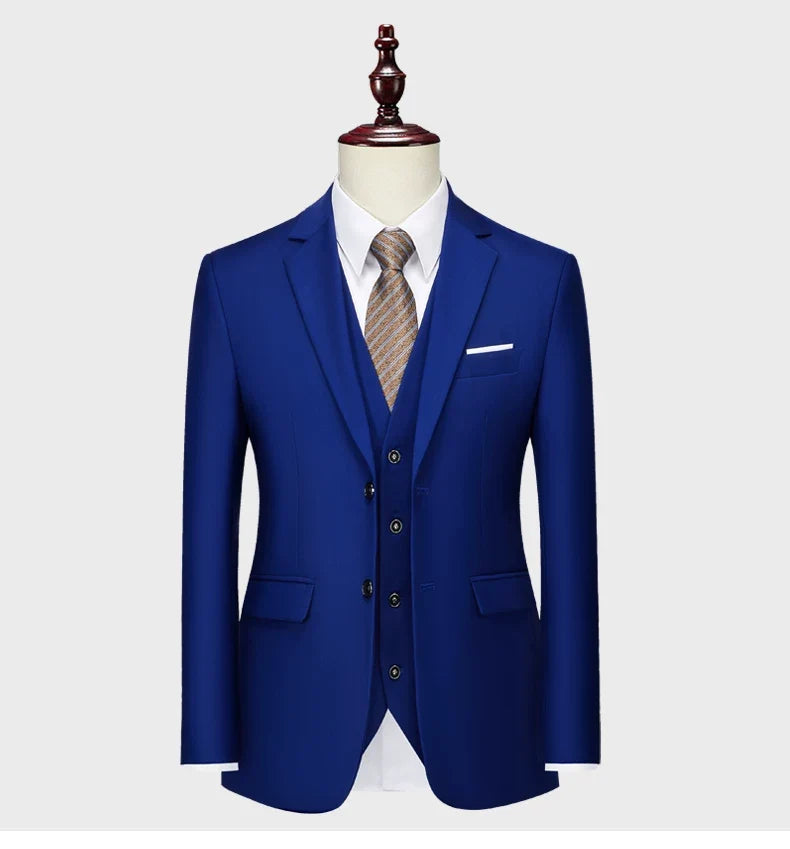 Blazers Set Suits for Men(Jacket + Vest + Pants)three Piece Set Solid Business Casual Slim Fit Formal Dress Groom Tuxedo Wedding