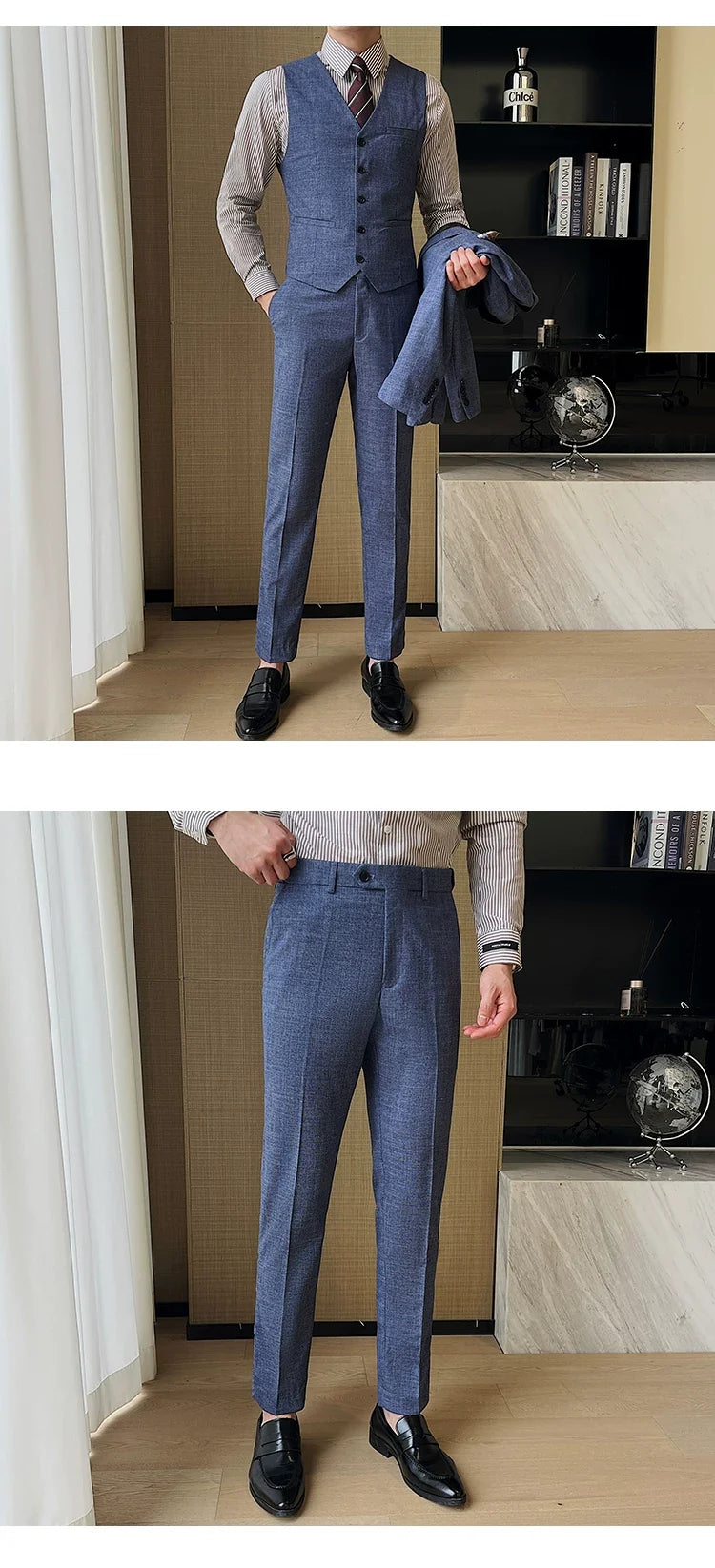 ( Jacket + Vest + Pants ) 2024 New Luxury Men High-end Suit Formal Groom Wedding Tuxedo Mens Work Party Slim Fit Suit 3 Piece