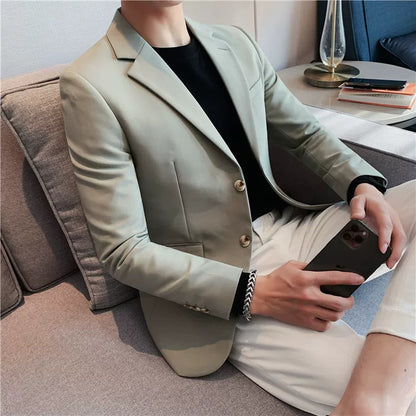 Men's high-quality brand suit Blazer business casual plain color suit jacket single-breasted elegant suit S-4XL2023 fall new