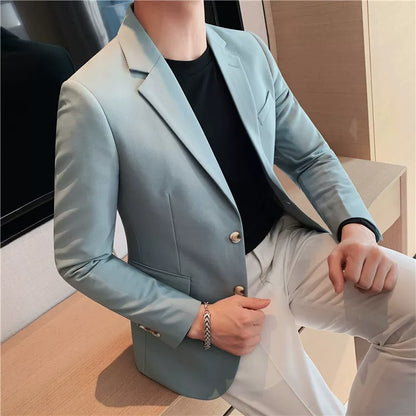 Men's high-quality brand suit Blazer business casual plain color suit jacket single-breasted elegant suit S-4XL2023 fall new