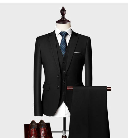 Blazers Set Suits for Men(Jacket + Vest + Pants)three Piece Set Solid Business Casual Slim Fit Formal Dress Groom Tuxedo Wedding