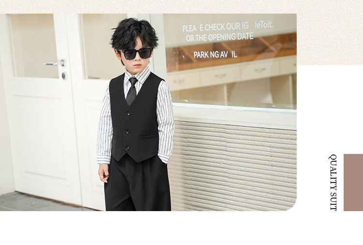 School Boys Double Breasted Blazer Suit Set with Wide Leg Pants Formal Streetwear Outfit for Kids Toddlers Wedding Birthday Part