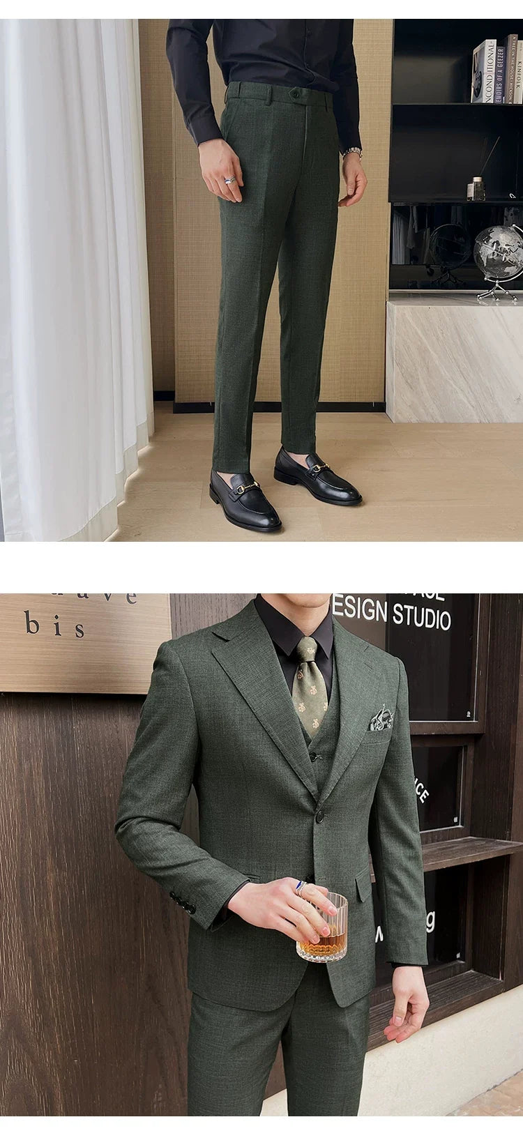 ( Jacket + Vest + Pants ) 2024 New Luxury Men High-end Suit Formal Groom Wedding Tuxedo Mens Work Party Slim Fit Suit 3 Piece