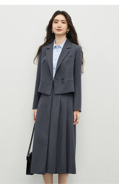 Women's Linen Commuter Blazer 2026 Spring Autumn New Cropped Jacket Minimalist Elegant Outerwear for Ladeis 161XC6215